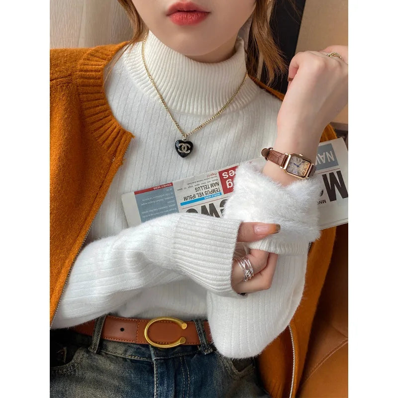 Vêtements pour femmes Pulls d'hiver Épais Col montant Undercover Velvet 2025 Nouveauté Automne -Hiver Pulls tricotés Pulls -over Pulls