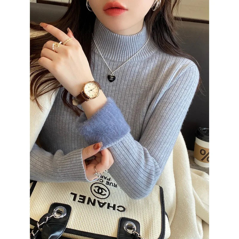 Vêtements pour femmes Pulls d'hiver Épais Col montant Undercover Velvet 2025 Nouveauté Automne -Hiver Pulls tricotés Pulls -over Pulls