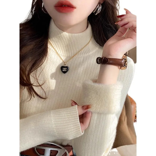 Vêtements pour femmes Pulls d'hiver Épais Col montant Undercover Velvet 2025 Nouveauté Automne -Hiver Pulls tricotés Pulls -over Pulls