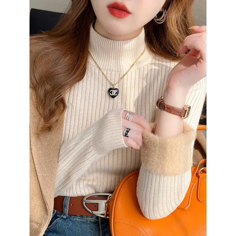 Vêtements pour femmes Pulls d'hiver Épais Col montant Undercover Velvet 2025 Nouveauté Automne -Hiver Pulls tricotés Pulls -over Pulls