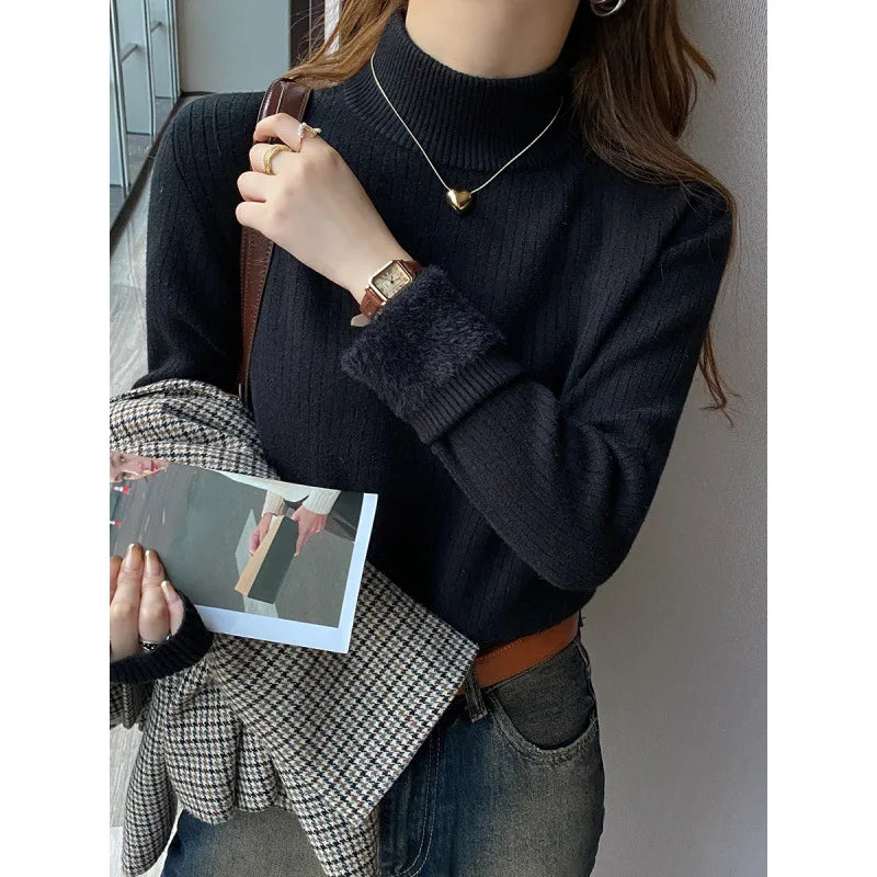 Vêtements pour femmes Pulls d'hiver Épais Col montant Undercover Velvet 2025 Nouveauté Automne -Hiver Pulls tricotés Pulls -over Pulls